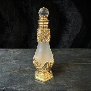 Frosted Glass & Gold Perfume Bottle